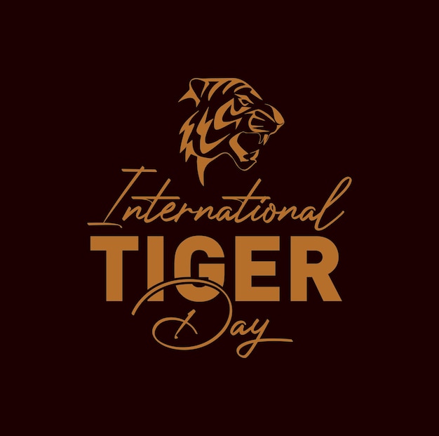 International Tiger day written with tiger face