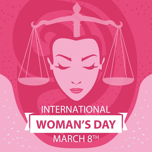 Vector international woman day design woman day with the scales of justice