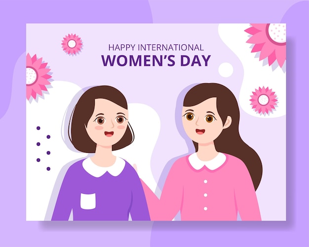 International women day photocall flat cartoon hand drawn templates illustration