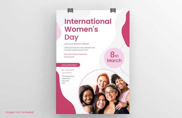 International women day poster and a4 flyer banner with diversity women