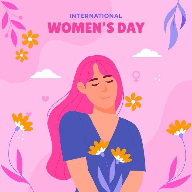 International women day social media post vector flat design