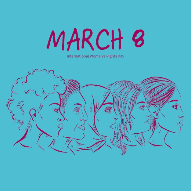 Vector international women rights day illustration banner