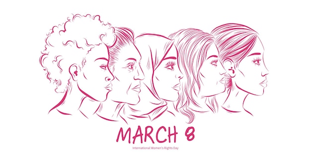 International women rights day illustration banner