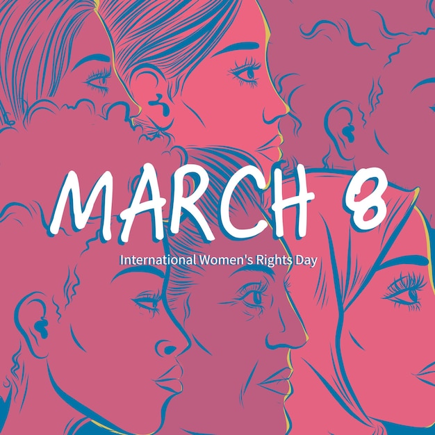 International women rights day illustration banner