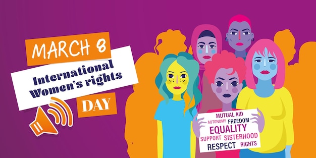 International women rights day illustration banner
