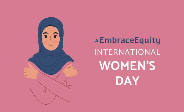 International Women's Day banner EmbraceEquity Women's Day vector illustration