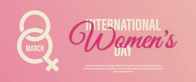 International Women's Day Banner with Symbol Landscape design vector in pink background