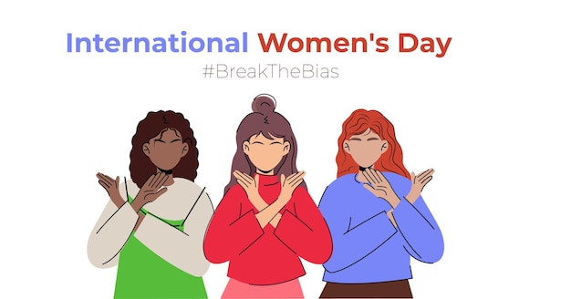 International Women's Day Break The Bias campaign March 8 different but equal girl crossed arms