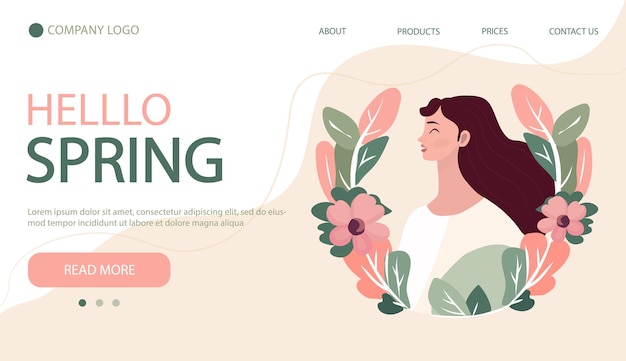 International women's day concept. Home page banner. Cute flat style illustration