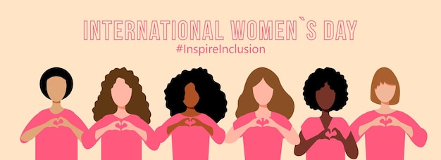 International Women s Day concept pink banner Campaign 2024 inspireinclusion