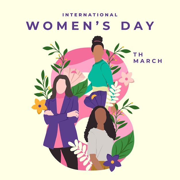 International women's day greetings design concept with silhouette of women