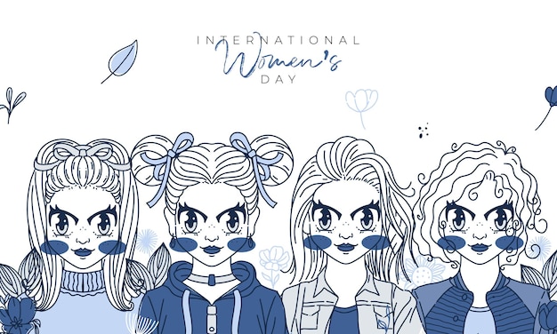 International women's day illustration with profile of woman