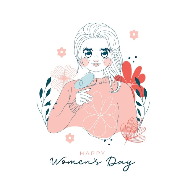 女性のプロフィールと国際女性の日のイラスト