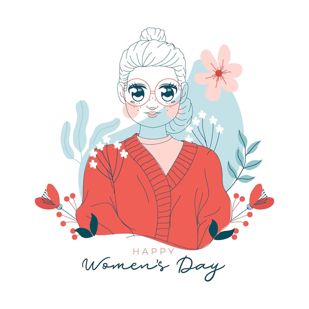 International women's day illustration with profile of woman