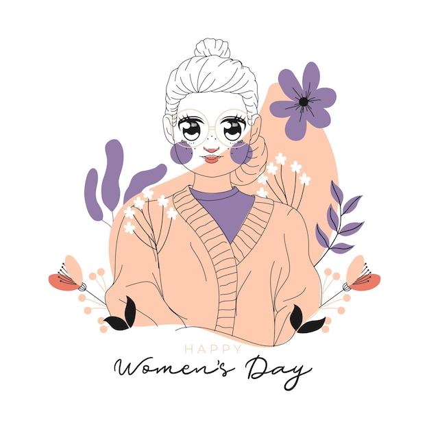 International women's day illustration with profile of woman