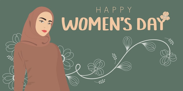 International women's day illustration with woman and flowers