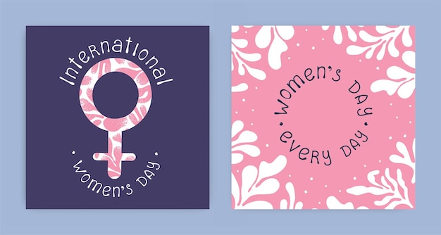 International Women's. Day postcard. Abstract floral background. Women's Day every day.