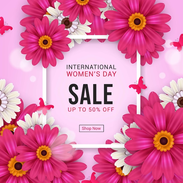 International women's day sale poster template