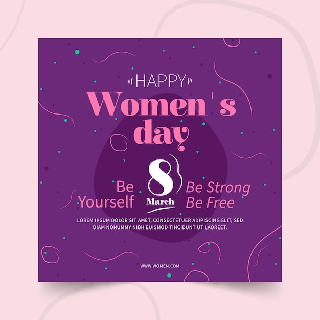 Vector international women's day square flyer template