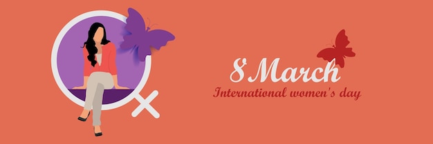 Векторный шаблон Международного женского дня с флаером для открытки и бабочкой для других пользователей