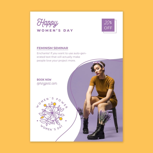 Vector international women's day vertical flyer template