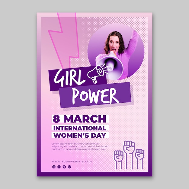 Vector international women's day vertical flyer template