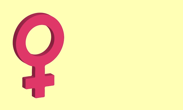 国際女性デーの黄色の背景に女性の性別記号がアイソメに表示されます。ベクトル図