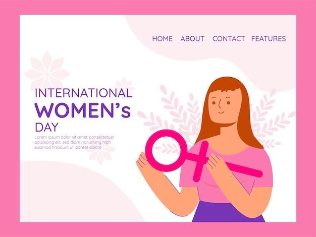 국제 여성의 날 3월 8일 여성과 여성 상징의 벡터 그림