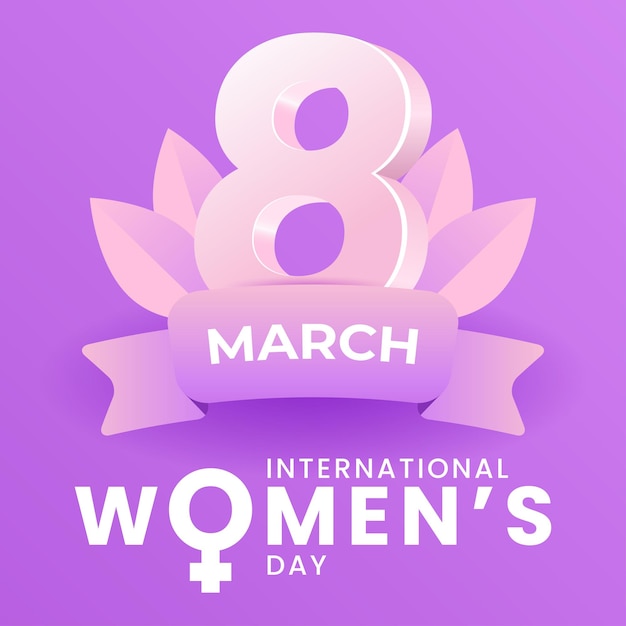 International Women39s Day with purple background 3d 8th March