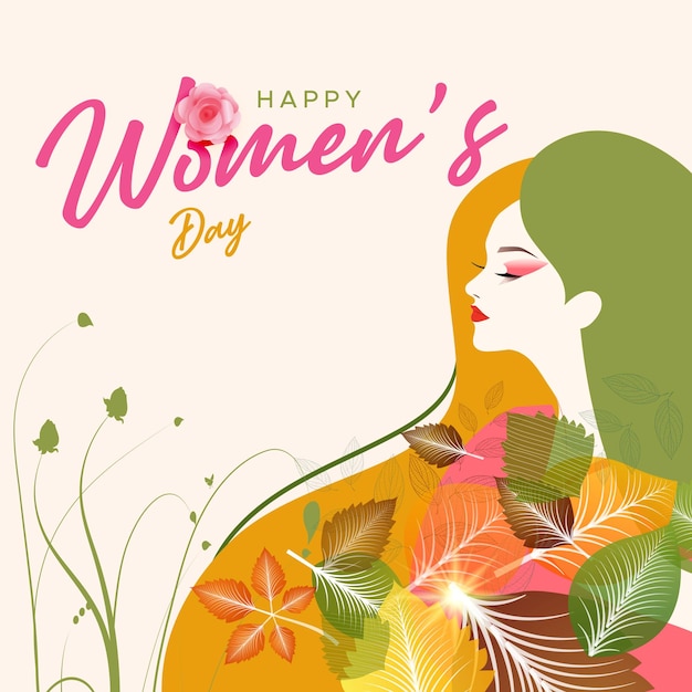 Международный женский день 8 марта, иллюстрация для женского дня, плоский фон, дизайн современный