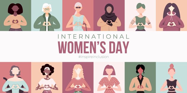 Vector international womens day banner poster inspire inclusion campagne