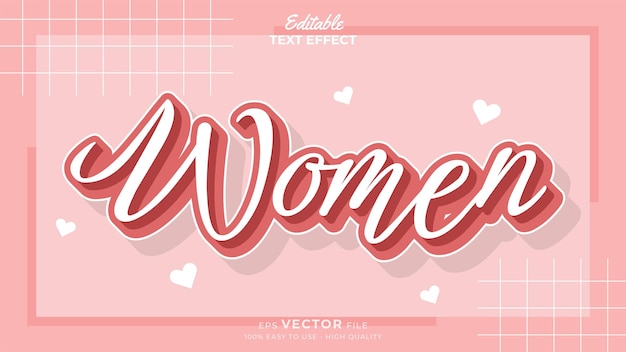 Vector international womens day editable text effect template