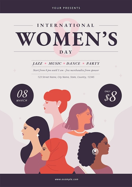 Vector international womens day event flyer