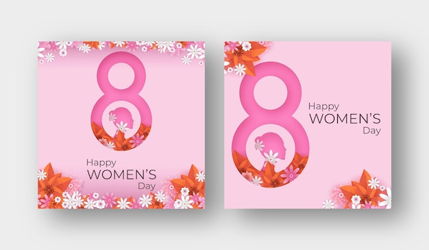 International womens day floral illustration march 8 social media post web banner