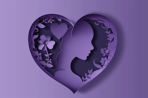 International Womens Day flyer with woman silhouette and floral ornaments in paper cut illustration