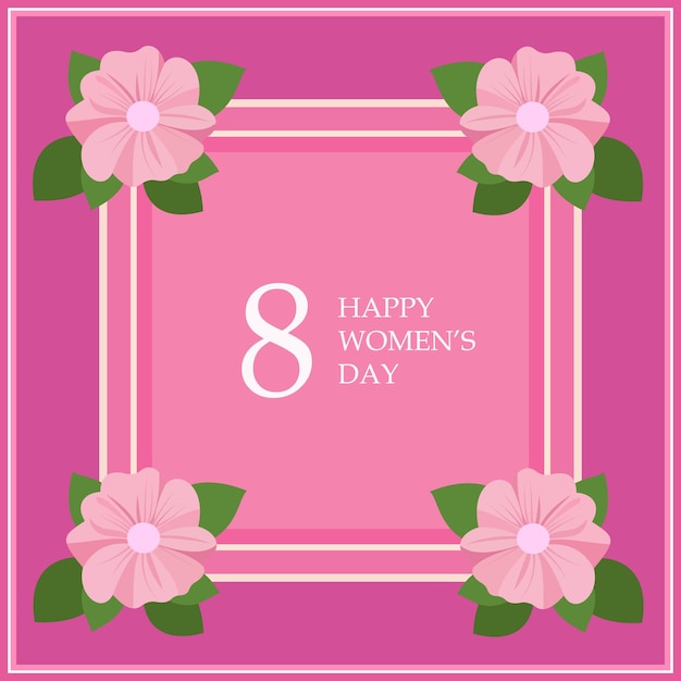 Международный женский день Поздравительная карточка Цветочная плоская векторная иллюстрация