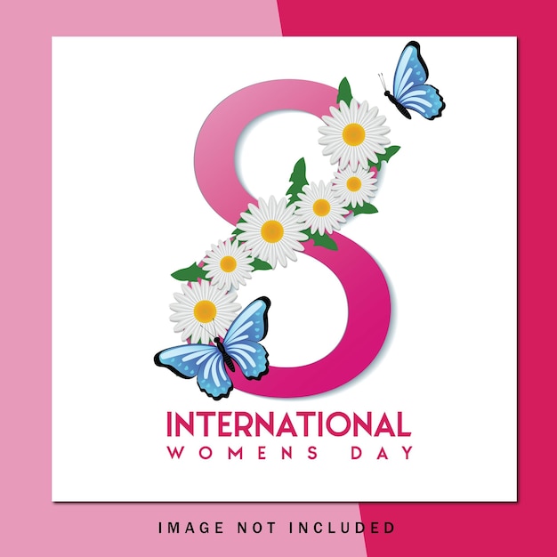 ベクトル 国際女性の日 イラスト花とタイポグラフィ