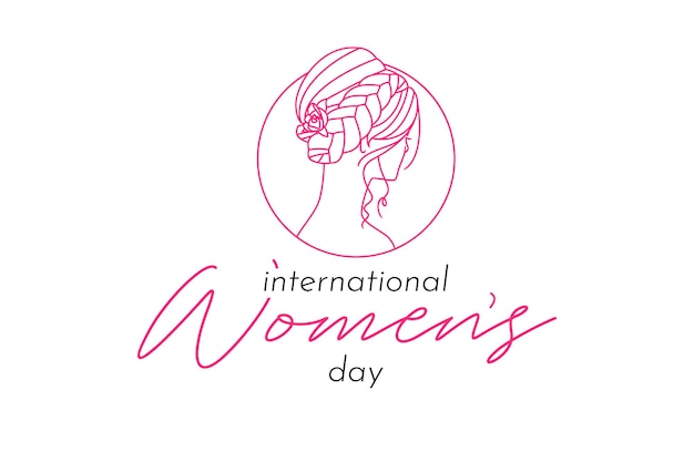 Международный женский день в линейном арт-дизайне Элегантная открытка для счастливого женского дня векторный логотип