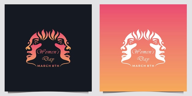 Vector international womens day logo design minimal design element