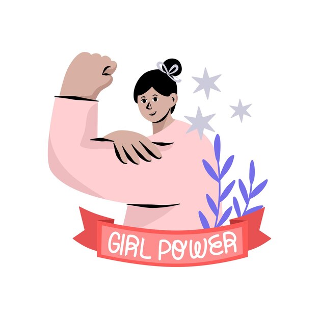 International womens day march 8 girl power set illustration vector