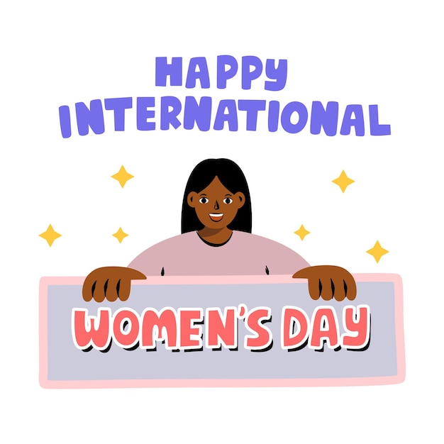 International Womens Day March 8 Girl Power Set Illustration Vector