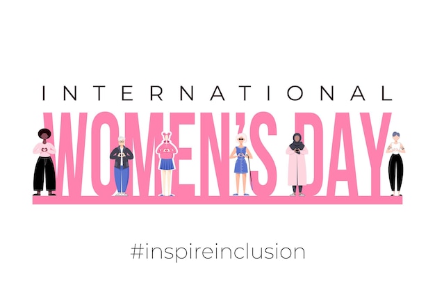 Vector international womens day poster banner inspire inclusion 2024 campaign