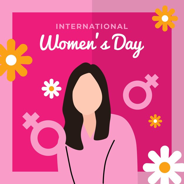 international womens day poster graphics pink background