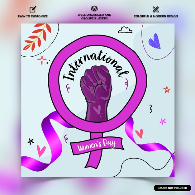 Вектор Международный день женщин в социальных сетях instagram post