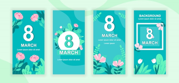 International womens day social media stories templates set