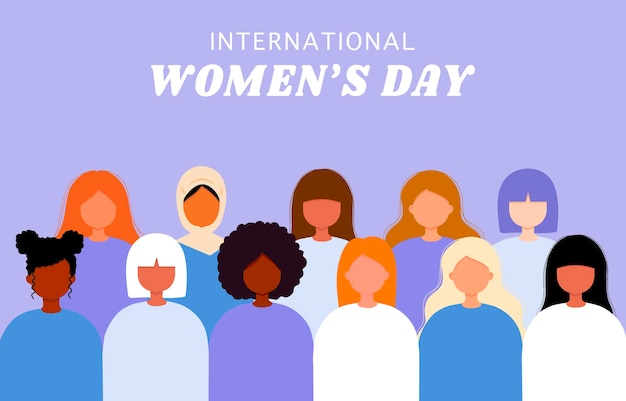 International womens day women different nationalities and cultures vector flat illustration