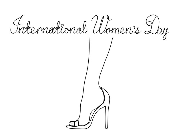 international womens daya womans foot heel shoe continuous one line art hand drawing sketch card