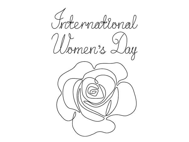 International Womens DayAbstract rose flower continuous one line art hand drawing sketch card