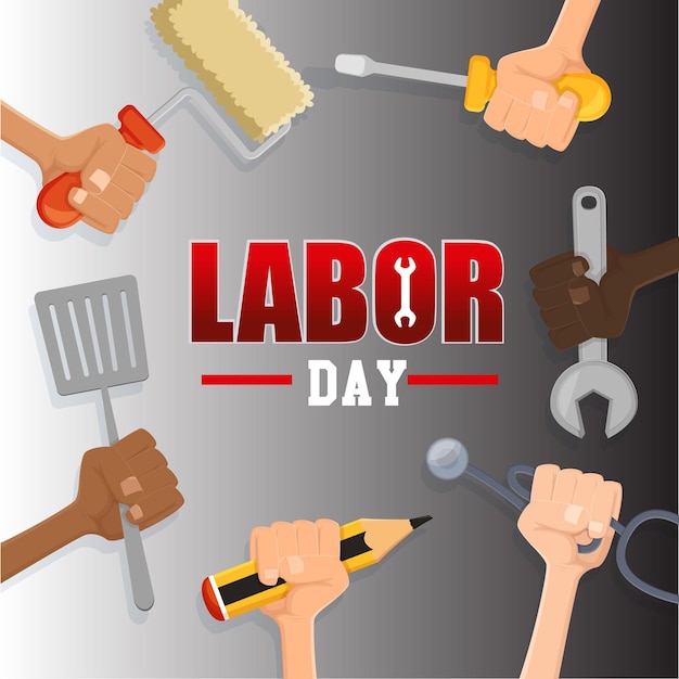 International Workers Day with sunset background Happy Labour Day background with silhouette of work