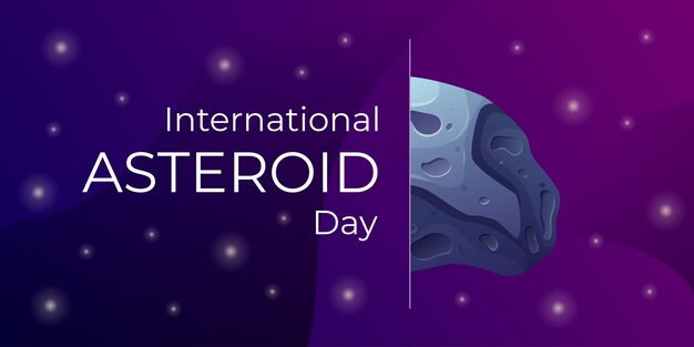 International World June holiday Asteroid Day Vector cartoon space banner with meteorites and stars